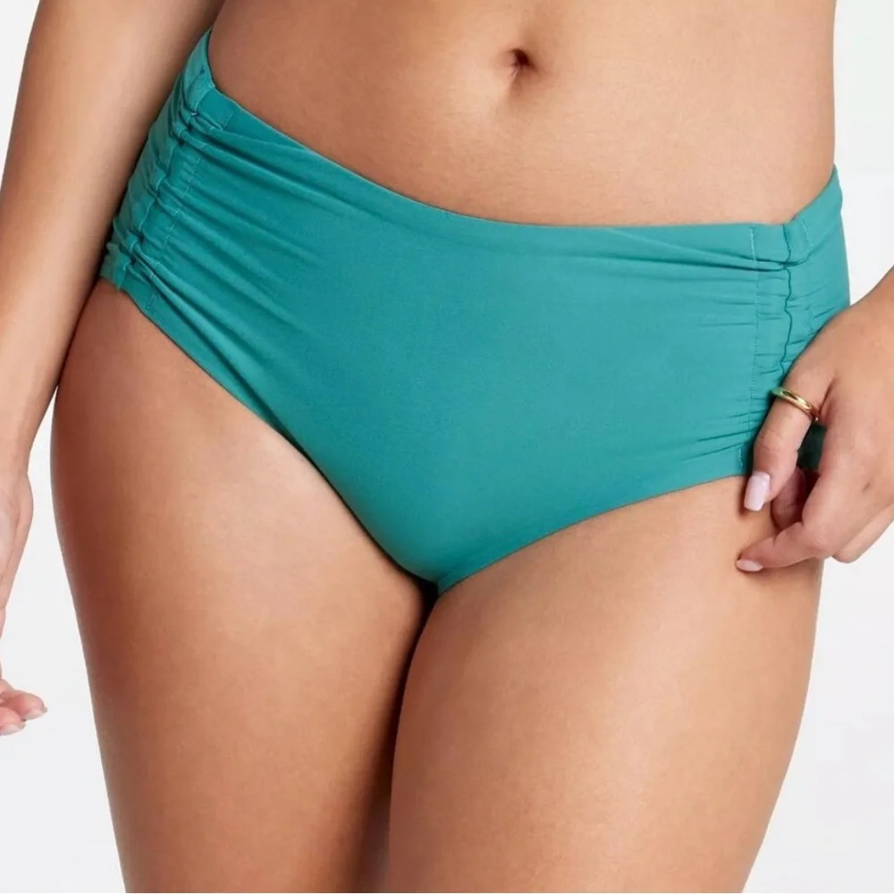 NWT CALIA Adjustable Tie Front Swim Bottoms in Jungle Green